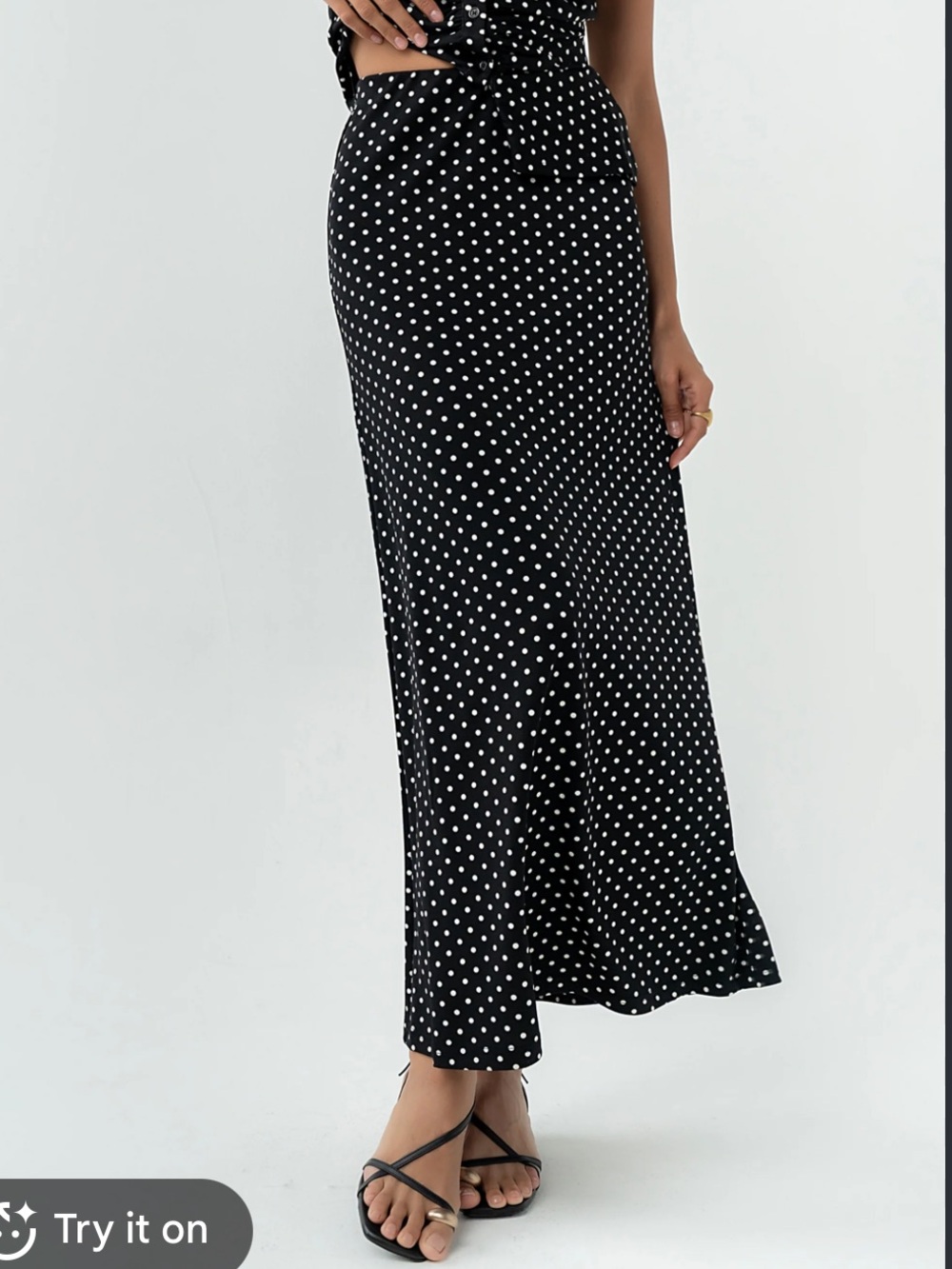 Reformation Black & White Polka Dot Maxi Skirt